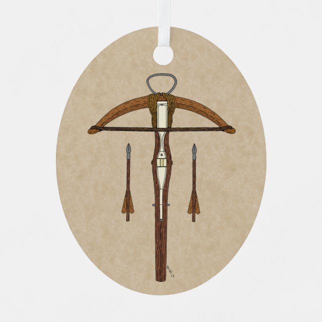 Medieval Crossbow with Bolts Metal Ornament (Front)