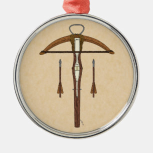 Medieval Crossbow with Bolts Metal Ornament