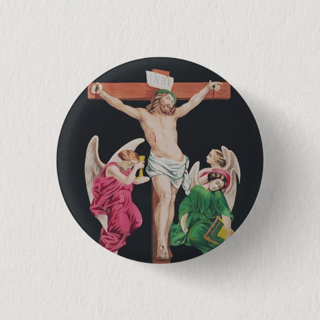 Medieval Crucifixion of Jesus Christ 1 Inch Round Button (Front)