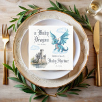 Medieval cute baby dragon baby shower monogrammed 