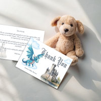 Medieval cute blue baby dragon baby shower
