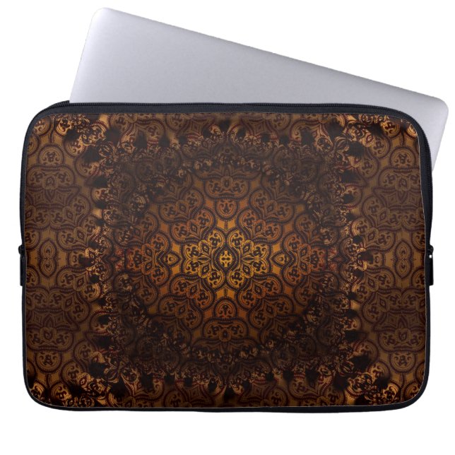 Medieval Damask Arabesque Gold Laptop Sleeve (Front)