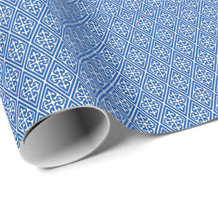 Medieval Damask Diamonds, cobalt blue Wrapping Paper