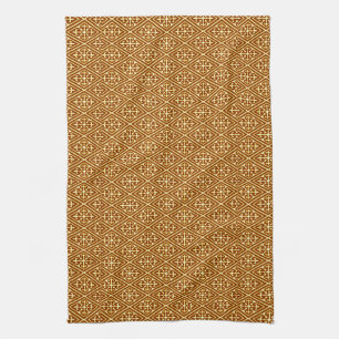 Medieval Damask Diamonds, copper and cream Kitchen Towel