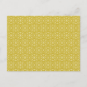 Medieval Damask Diamonds, mustard gold Postcard