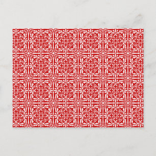 Medieval Damask Diamonds, red and white Postcard