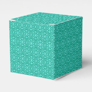 Medieval Damask Diamonds, turquoise and aqua Favor Box