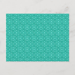 Medieval Damask Diamonds, turquoise and aqua Postcard