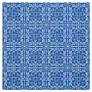 Medieval Damask Fleur-de-lis, cobalt blue Fabric