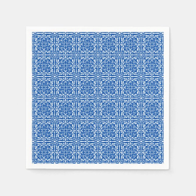 Medieval Damask Fleur-de-lis, cobalt blue Napkin (Front)