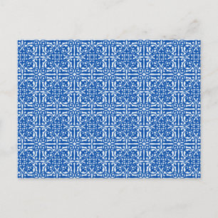 Medieval Damask Fleur-de-lis, cobalt blue Postcard
