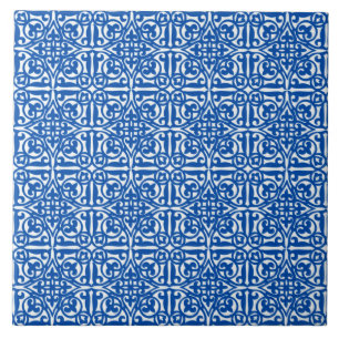 Medieval Damask Fleur-de-lis, cobalt blue Tile