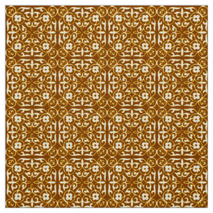 Medieval Damask Fleur-de-lis, copper and cream Fabric