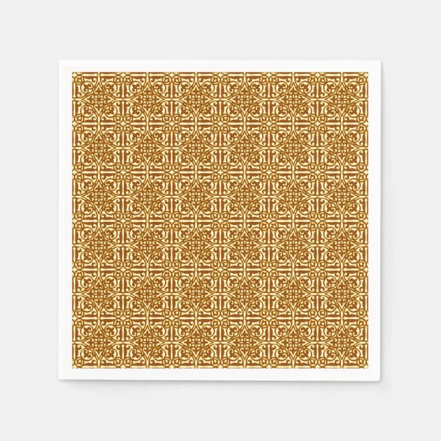 Medieval Damask Fleur-de-lis, copper and cream Napkin (Front)
