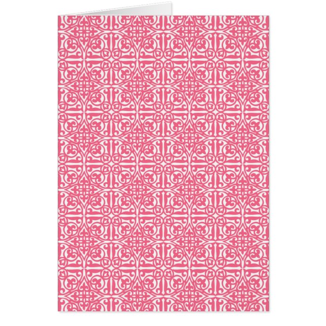 Medieval Damask Fleur-de-lis, coral pink & white (Front)