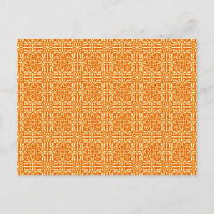 Medieval Damask Fleur-de-lis, mandarin orange Postcard
