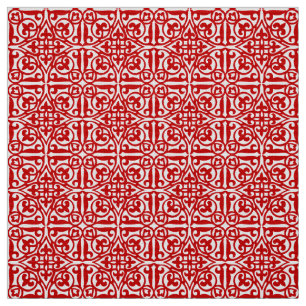Medieval Damask Fleur-de-lis, red and white Fabric