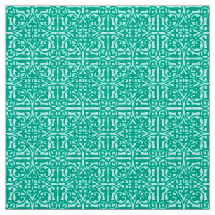 Medieval Damask Fleur-de-lis, turquoise & aqua Fabric