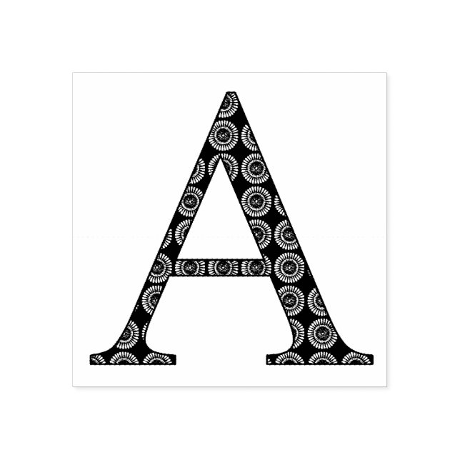 Medieval Damask Monogram Letter A Rubber Stamp (Imprint)