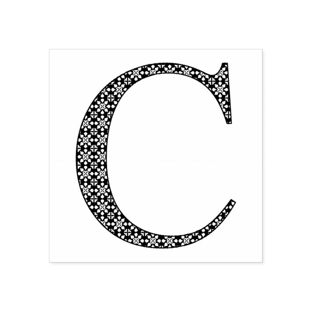 Medieval Damask Monogram Letter C Rubber Stamp (Imprint)
