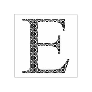 Medieval Damask Monogram Letter E Rubber Stamp