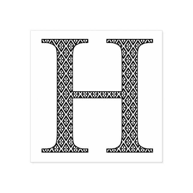 Medieval Damask Monogram Letter H Rubber Stamp (Imprint)