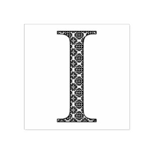 Medieval Damask Monogram Letter I Rubber Stamp