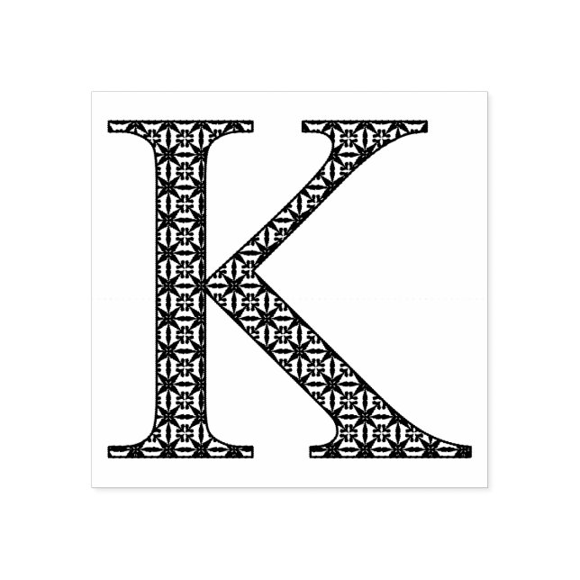 Medieval Damask Monogram Letter K Rubber Stamp (Imprint)