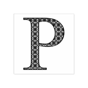 Medieval Damask Monogram Letter P Rubber Stamp