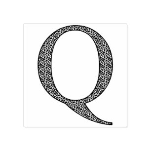 Medieval Damask Monogram Letter Q Rubber Stamp