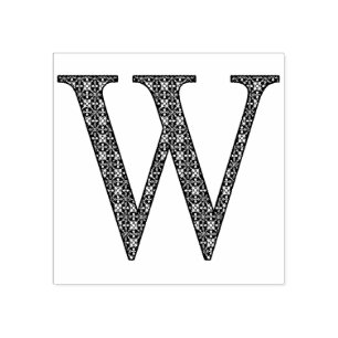 Medieval Damask Monogram Letter W Rubber Stamp