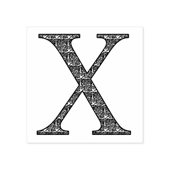 Medieval Damask Monogram Letter X Rubber Stamp (Imprint)