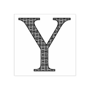 Medieval Damask Monogram Letter Y Rubber Stamp