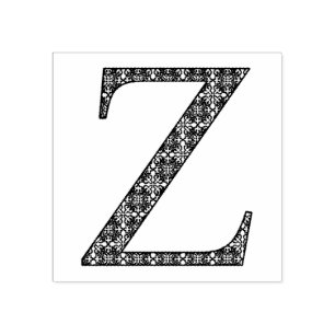 Medieval Damask Monogram Letter Z Rubber Stamp