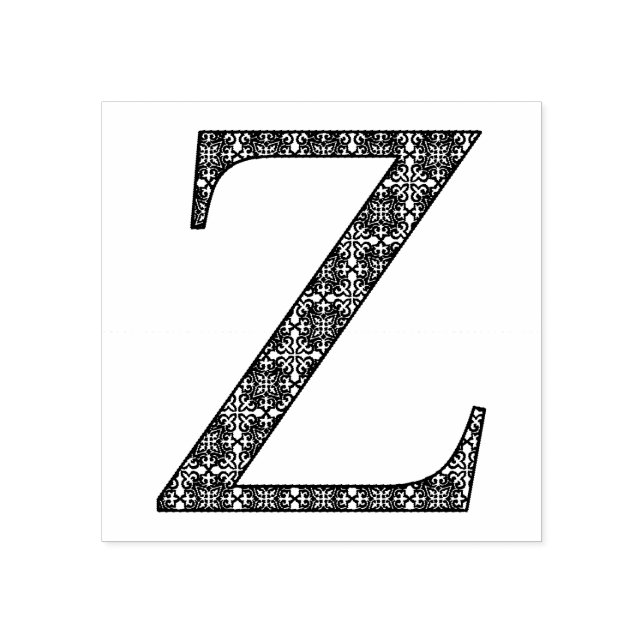 Medieval Damask Monogram Letter Z Rubber Stamp (Imprint)