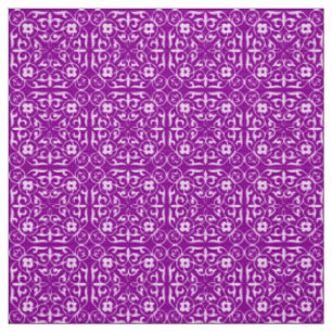 Medieval Damask pattern, amethyst purple Fabric