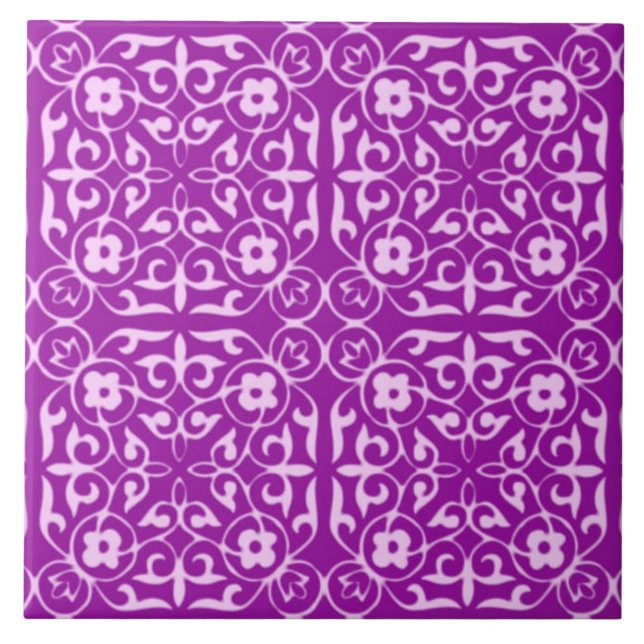 Medieval Damask pattern, amethyst purple Tile (Front)