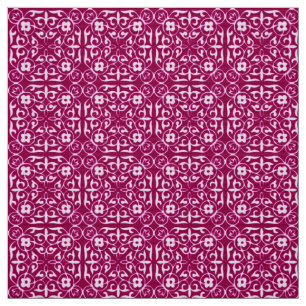 Medieval Damask pattern, burgundy wine Fabric