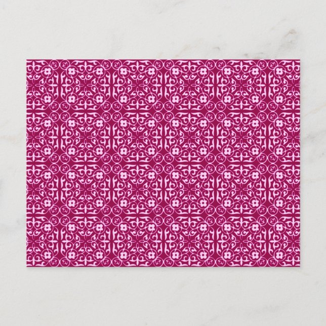 Medieval Damask pattern, burgundy wine Postcard (Front)