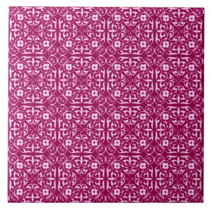 Medieval Damask pattern, burgundy wine Tile