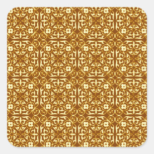 Medieval Damask pattern, copper and cream Square Sticker