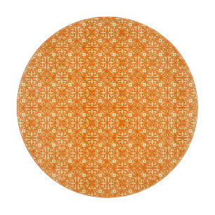 Medieval Damask pattern, mandarin orange Cutting Board