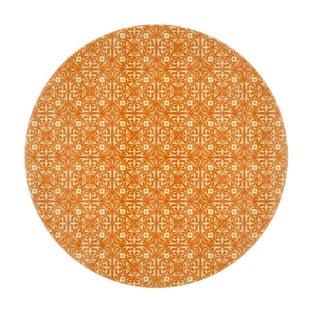 Medieval Damask pattern, mandarin orange Cutting Board (Front)
