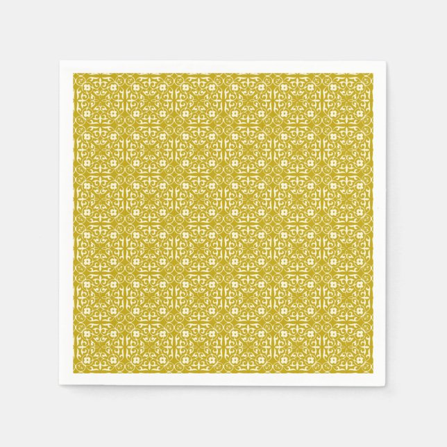 Medieval Damask pattern, mustard gold Napkin (Front)