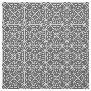 Medieval Damask pattern, silver grey Fabric