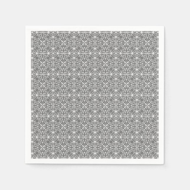 Medieval Damask pattern, silver grey Napkin (Front)