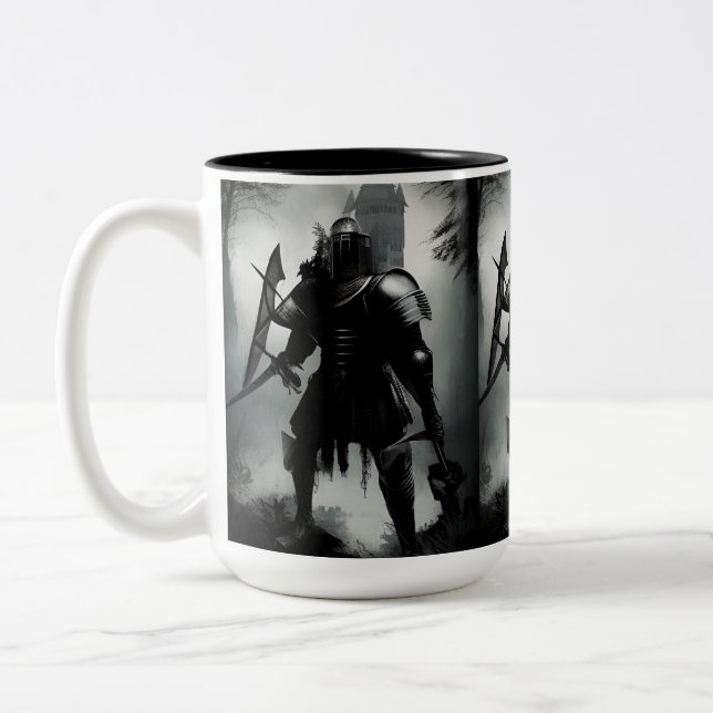 Medieval Dark Knight Two-Tone Coffee Mug (Left)