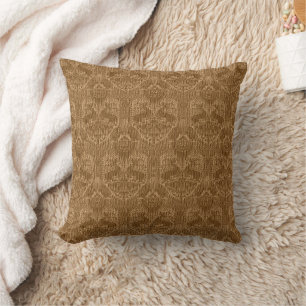 Medieval Deer and Hawks Damask Throw Pillow