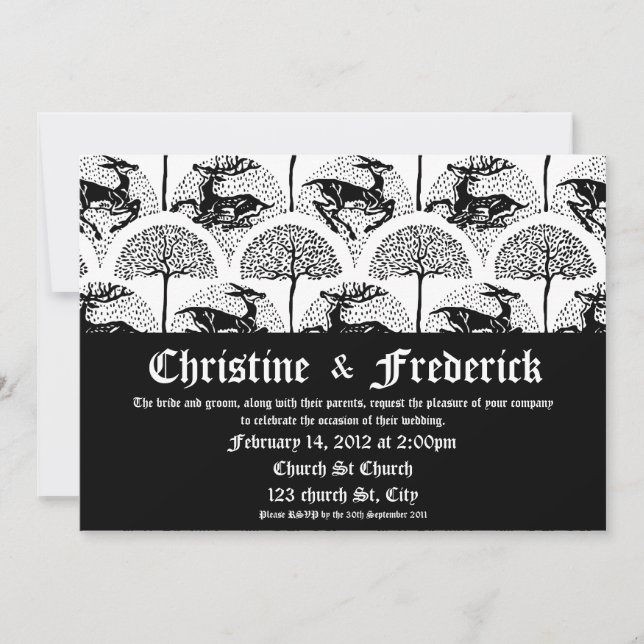 Medieval Deer and Trees, 5"x7" invitation. Invitation (Front)