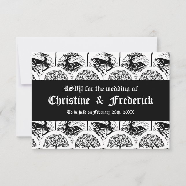 Medieval Deer and Trees, RSVP Invitation (Front)